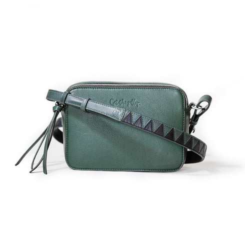 Sharktooth Bag Strap Leather Slim - Green & Black